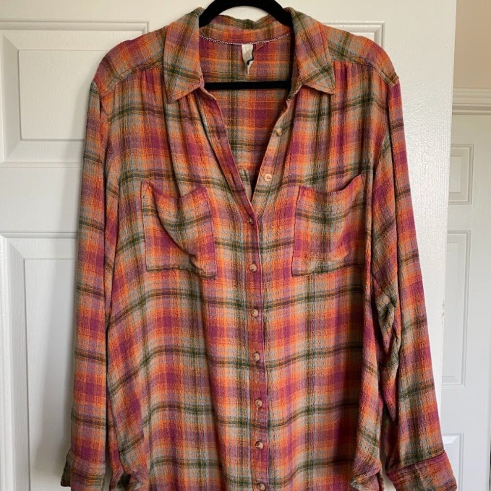 Anthro The Hadley Relaxed Plaid Buttondown Shirt by Pilcro - Size L
